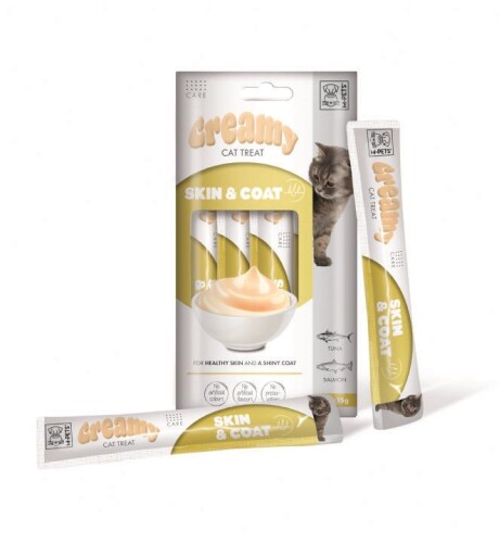 M-Pets Creamy Skin Coat Somonlu ve Tuna Balıklı Kedi Ödülü 4x15 Gr - 2