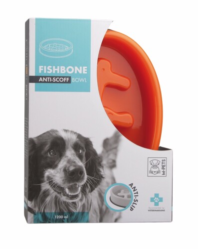 M-Pets Fishbone Kedi ve Köpekler İçin Turuncu Yavaş Yeme Mama Kabı 27,5x19,7x6 Cm - 1