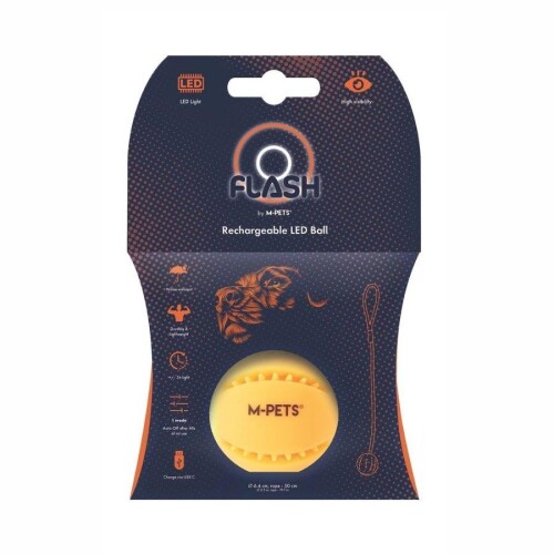 M-Pets Flash Led Işıklı Top Köpek Oyuncağı Turuncu - 1