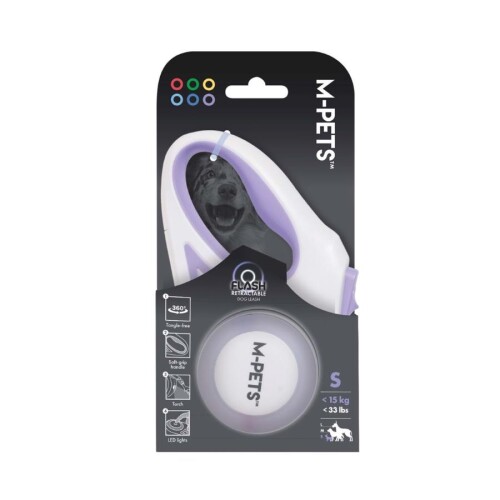 M-Pets Flash Ledli Mor Otomatik Şerit Köpek Gezdirme Tasması 3 Mt - 1