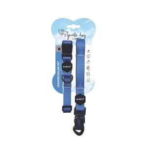 M-Pets Gentle Köpek Boyun Tasması ve Gezdirme Kayışı Seti Mavi M - M-Pets