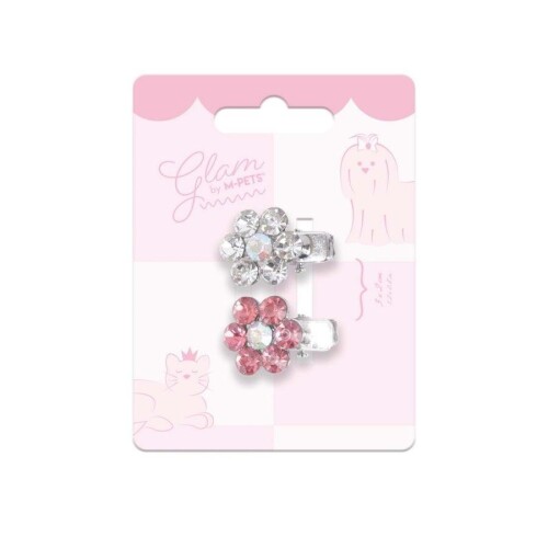 M-Pets Glam Çiçekli Kedi ve Köpekler İçin Aksesuar Toka Pembe Beyaz - 1