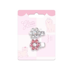 M-Pets Glam Çiçekli Kedi ve Köpekler İçin Aksesuar Toka Pembe Beyaz - M-Pets