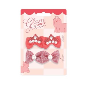 M-Pets Glam Fiyonklu Kedi ve Köpekler İçin Aksesuar Toka Kırmızı - M-Pets