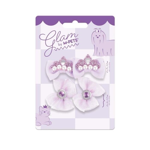 M-Pets Glam Fiyonklu Kedi ve Köpekler İçin Aksesuar Toka Mor - 1