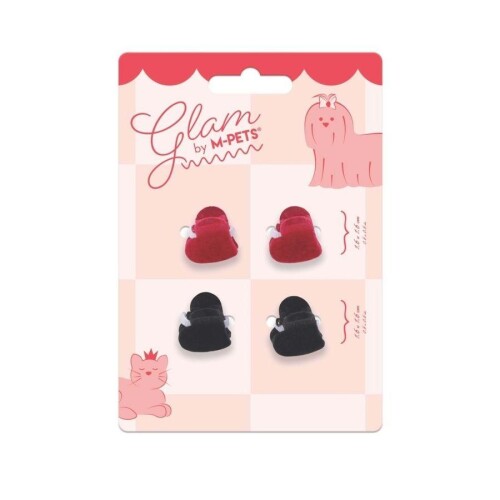 M-Pets Glam Kalpli Kedi ve Köpekler İçin Aksesuar Toka Kırmızı Siyah - 1