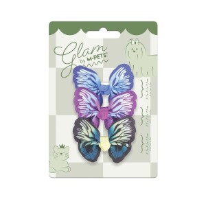 M-Pets Glam Kelebekli Kedi ve Köpekler İçin Aksesuar Toka Mavi Mor ve Yeşil - M-Pets