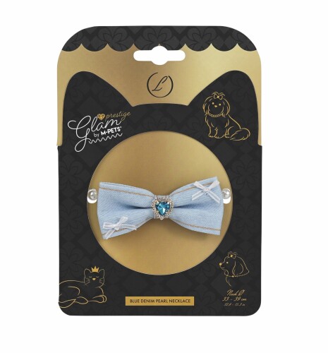 M-Pets Glam Prestige Blue Denim Pearl Köpek Kolyesi L - 1