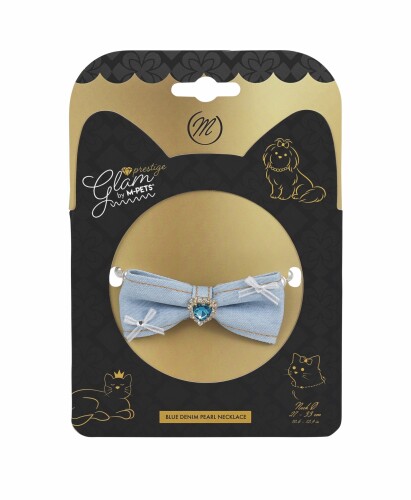 M-Pets Glam Prestige Blue Denim Pearl Kedi ve Köpek Kolyesi M - 1
