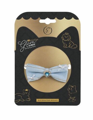 M-Pets Glam Prestige Blue Denim Pearl Kedi ve Köpek Kolyesi S - 1
