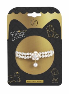 M-Pets Glam Prestige White Camellia Kedi ve Köpek Kolyesi L - M-Pets