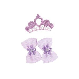 M-Pets Glam Taç ve Fiyonklu Kedi ve Köpekler İçin Aksesuar Toka Mor - 2