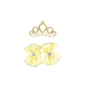 M-Pets Glam Taç ve Fiyonklu Kedi ve Köpekler İçin Aksesuar Toka Sarı - 2