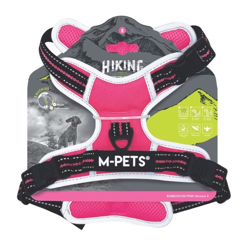 M-Pets Hıkıng Reflektörlü Soft Köpek Göğüs Tasması Pembe S - 1
