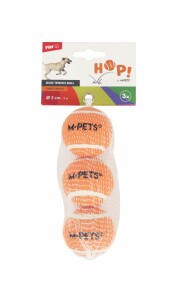 M-Pets Hop Turuncu Tenis Topu Köpek Oyuncağı 3lü Set 5 cm - M-Pets