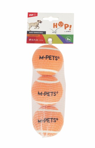 M-Pets Hop Turuncu Tenis Topu Köpek Oyuncağı 3lü Set 6,4 cm - 1