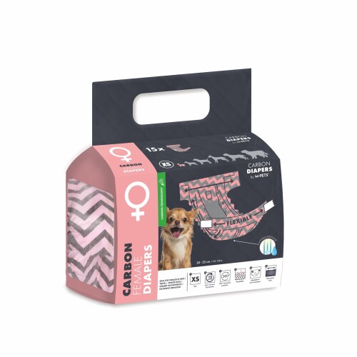 M-Pets Karbonlu Diapers Dişi Köpek Külotu Xs 15 Adet - 1