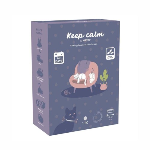 M-Pets Keep Calm Sakinleştirici Kedi Tasması Gri - 1
