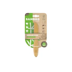 M-Pets Paslanmaz Çelik Kedi ve Köpekler İçin Geniş Aralıklı Bamboo Tarak - M-Pets