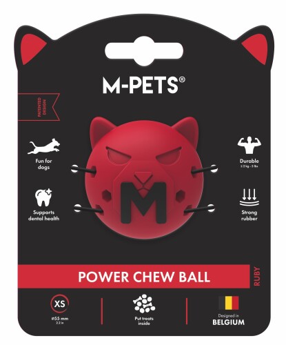 M-Pets Power Chew Ball Kırmızı Kauçuk Top Köpek Oyuncağı XS - 1