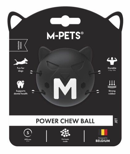 M-Pets Power Chew Ball Siyah Kauçuk Top Köpek Oyuncağı S - 1