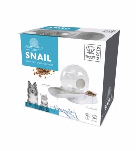 M-Pets Snail Hazneli Kedi ve Köpekler İçin Beyaz Su ve Mama Kabı 2800 Ml - M-Pets