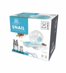 M-Pets Snail Hazneli Kedi ve Köpekler İçin Mavi Su ve Mama Kabı 2800 Ml - M-Pets