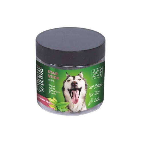 M-Pets Star Stick Yeşil Çaylı Diş Sağlığı Destekleyici Küçük Irk Köpek Ödülü 110 Gr - 1