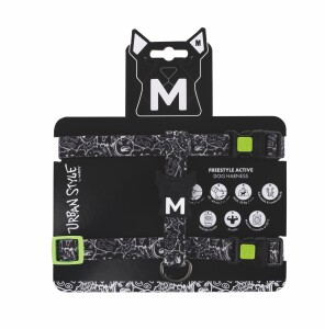 M-Pets Urban Style Black/White Active Köpek Göğüs Tasması M - M-Pets