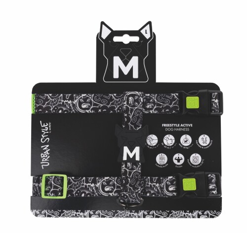 M-Pets Urban Style Black/White Active Köpek Göğüs Tasması L - 1