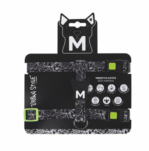 M-Pets Urban Style Black/White Active Köpek Göğüs Tasması M - 1