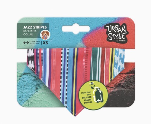 M-Pets Urban Style Jazz Stripes Bandanalı Köpek Tasması Xs - 1