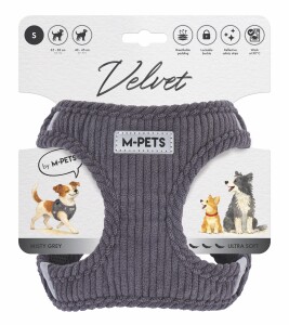 M-Pets Velvet Dog Gri Köpek Göğüs Tasması S - M-Pets