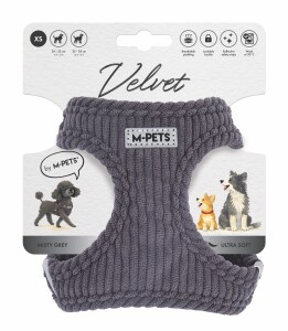 M-Pets Velvet Dog Gri Köpek Göğüs Tasması Xs - M-Pets
