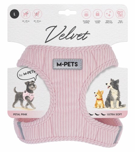 M-Pets Velvet Dog Pembe Köpek Göğüs Tasması L - 1