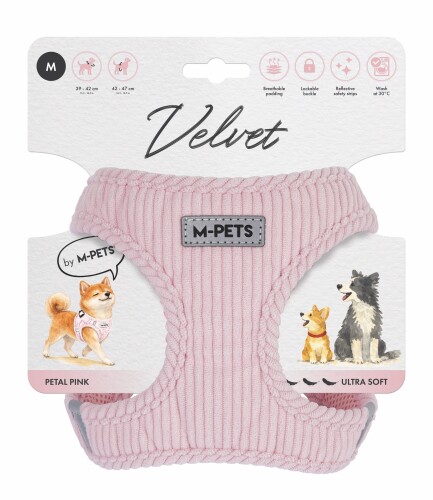 M-Pets Velvet Dog Pembe Köpek Göğüs Tasması M - 1