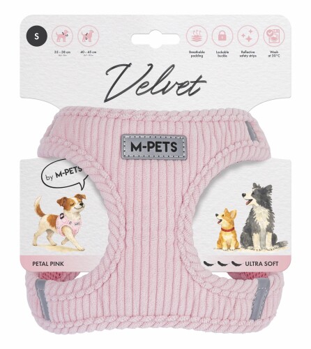M-Pets Velvet Dog Pembe Köpek Göğüs Tasması S - 1