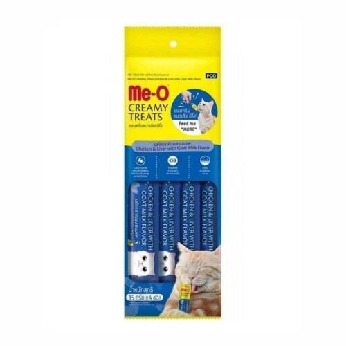 Me-O Creamy Tavuklu, Ciğerli ve Keçi Sütlü Kedi Ödülü 4x15 Gr - 1