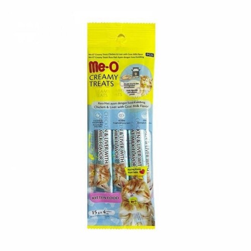 Me-O Creamy Tavuklu Ciğerli ve Keçi Sütlü Yavru Kedi Ödülü 4x15 gr - 1