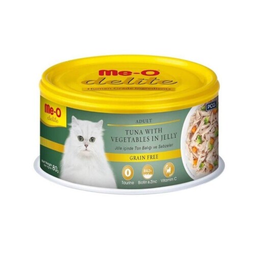 Me-O Delite Jelly Ton Balıklı ve Sebzeli Yetişkin Kedi Konservesi 80 Gr - 1