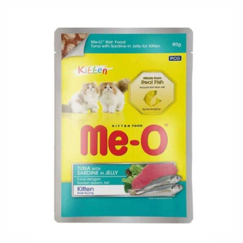 Me-O Pouch Jelly Ton Balıklı ve Sardalyalı Yavru Kedi Konservesi 80 Gr - 1