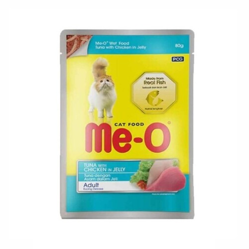 Me-O Pouch Jelly Ton Balıklı ve Tavuklu Yetişkin Kedi Konservesi 80 Gr - 1