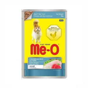 Me-O Pouch Tavuk, Pirinç ve Ton Balıklı Yetişkin Kedi Konservesi 80 Gr - Me-O