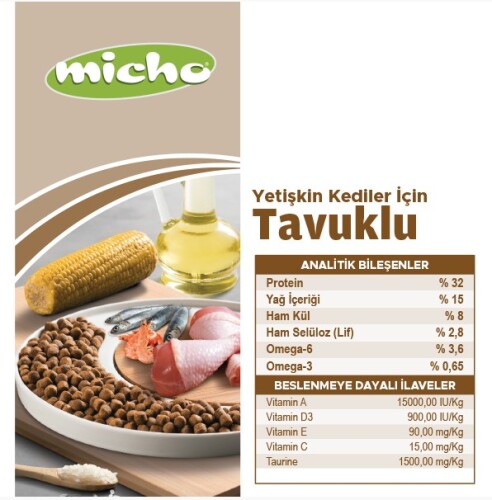 Micho Tavuklu Hamsili Yetişkin Kedi Maması 1,5 kg - 4