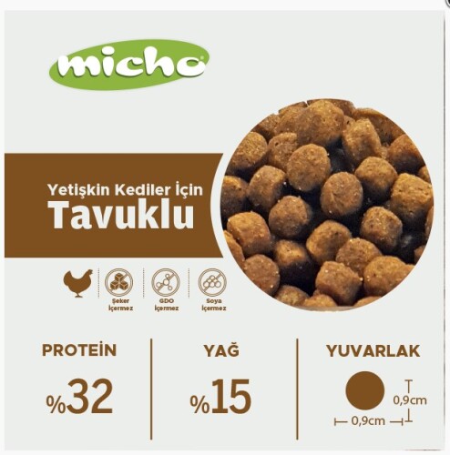 Micho Tavuklu Hamsili Yetişkin Kedi Maması 15 kg - 3