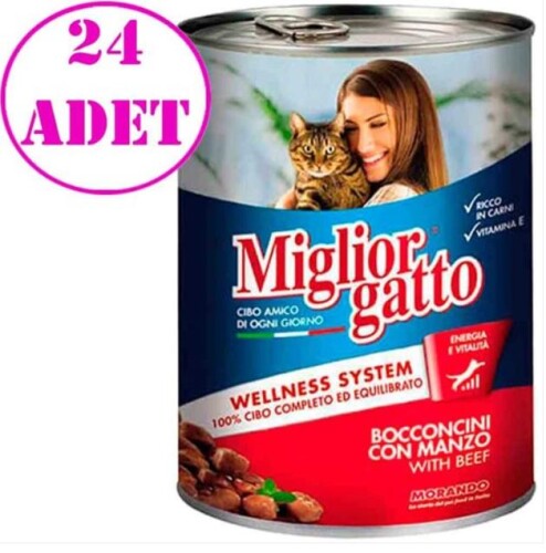 Miglior Gatto Biftekli Konserve Yetişkin Kedi Maması 24 X 405 gr - 1