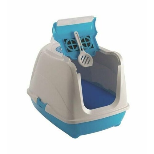 Moderna Flip Filtreli Kapalı Kedi Tuvaleti Mavi 39 X 39 X 50 cm - 1