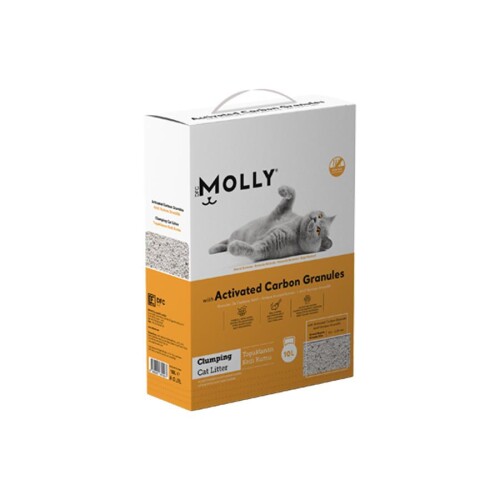 Molly Aktif Karbon Granüllü Topaklanan Bentonit Kedi Kumu 10 Lt - 1