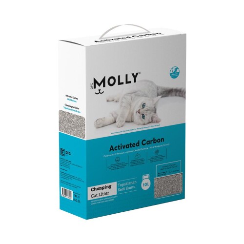 Molly Aktif Karbonlu Topaklanan Bentonit Kedi Kumu 10 Lt - 1
