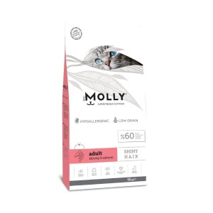 Molly Düşük Tahıllı Hypoallergenic Karidesli ve Somonlu Yetişkin Kedi Maması 15 Kg - Molly